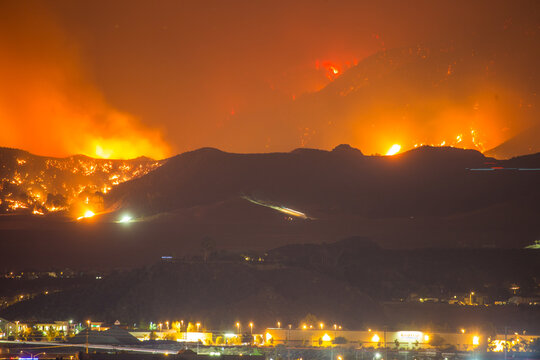 California wild fires in the mountains and hills of the Los Angeles County.