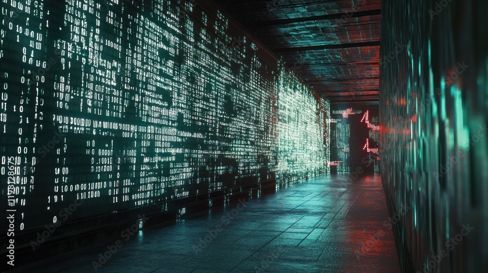Poster digital corridor: a journey through binary code