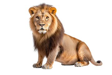 Obraz premium Lion is sitting on a white background