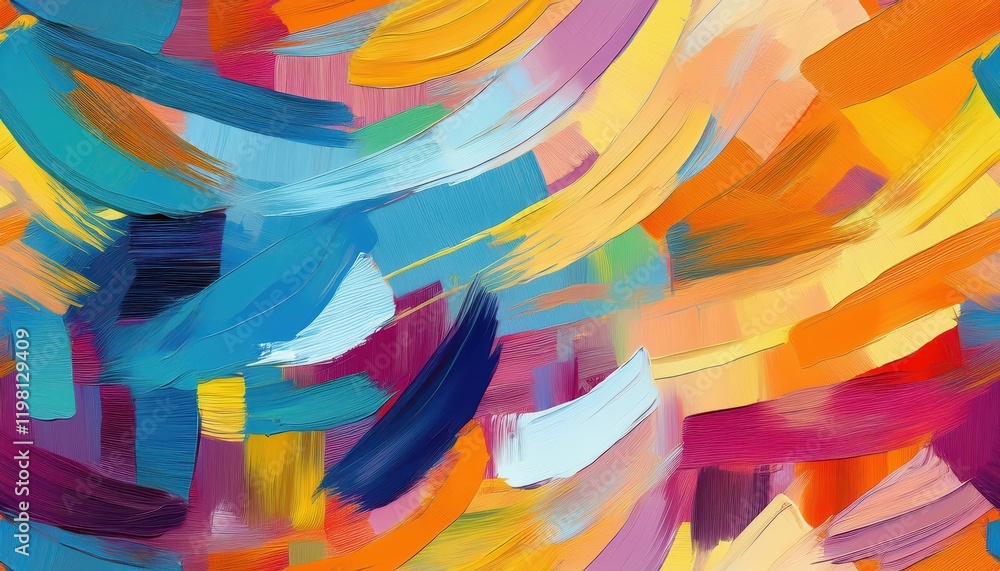 Poster vibrant abstract artwork seamless colorful pattern with expressive brush strokes and textures, perfe