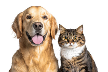 Obraz premium Dog and a cat are sitting next to each other