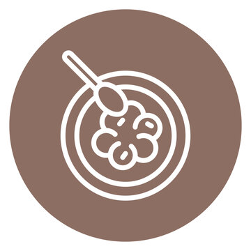 recommend clip art: Minimalist Line Art Circular Bowl of Cereal with Spoon Icon