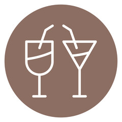 Minimalist Line Art Circular Wine Glass and Martini Glass Icon