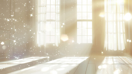 Sunlit Room with Sparkling Dust Particles