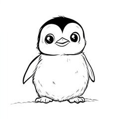 Obraz premium Cute baby penguin illustration, winter scene, children's book