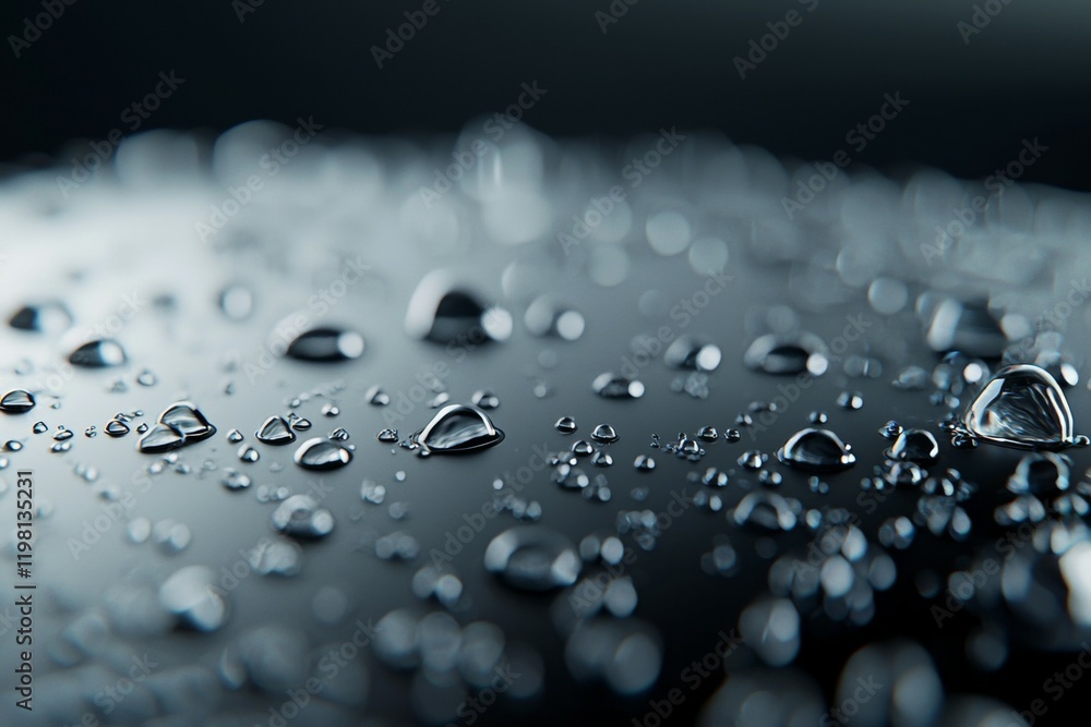 Aufkleber the image is of a wet surface with many small water droplets scattered across it
