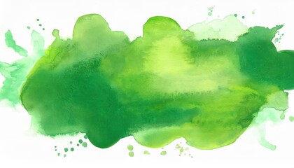 Vibrant Watercolor Illustration Colorful Green Blobs in a HandPainted Landscape Scene, Showcasing...