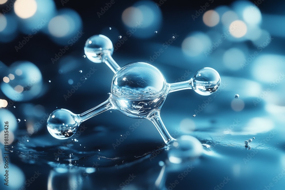 Poster clear sphere with four smaller spheres surrounding it