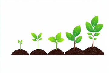 Series of plants growing from seedlings to mature plants