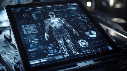 Digital display of a human anatomy model.
