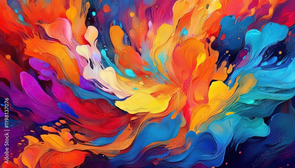 Poster vibrant colorful abstract paint background ai generated artwork showcasing intricate swirls and text