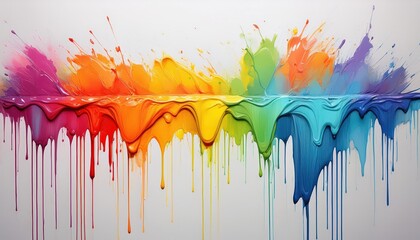 Vibrant Abstract Artwork Color Drips Dramatically Down a White Background, Creating an EyeCatching Banner Design with Modern Aesthetic