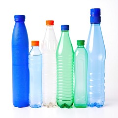 Naklejka premium Assorted Plastic Beverage Bottles On White Background