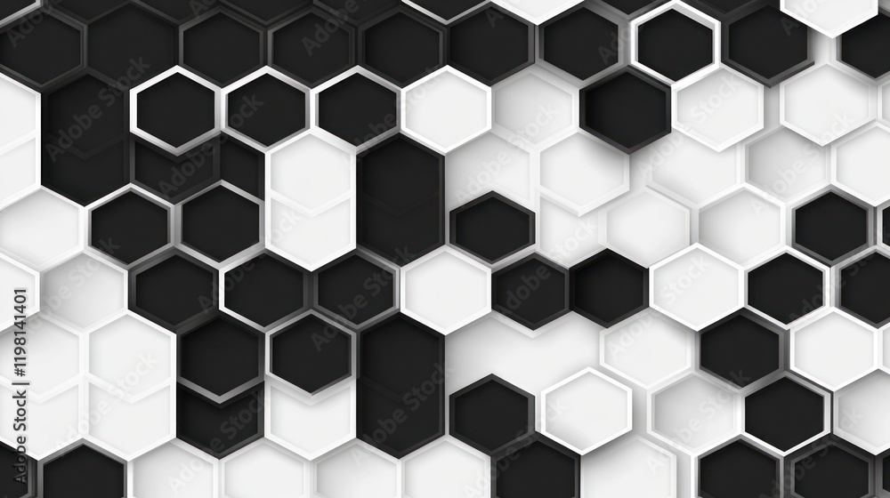 Poster abstract monochrome hexagon pattern background.