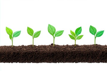 Row of green plants growing in the dirt