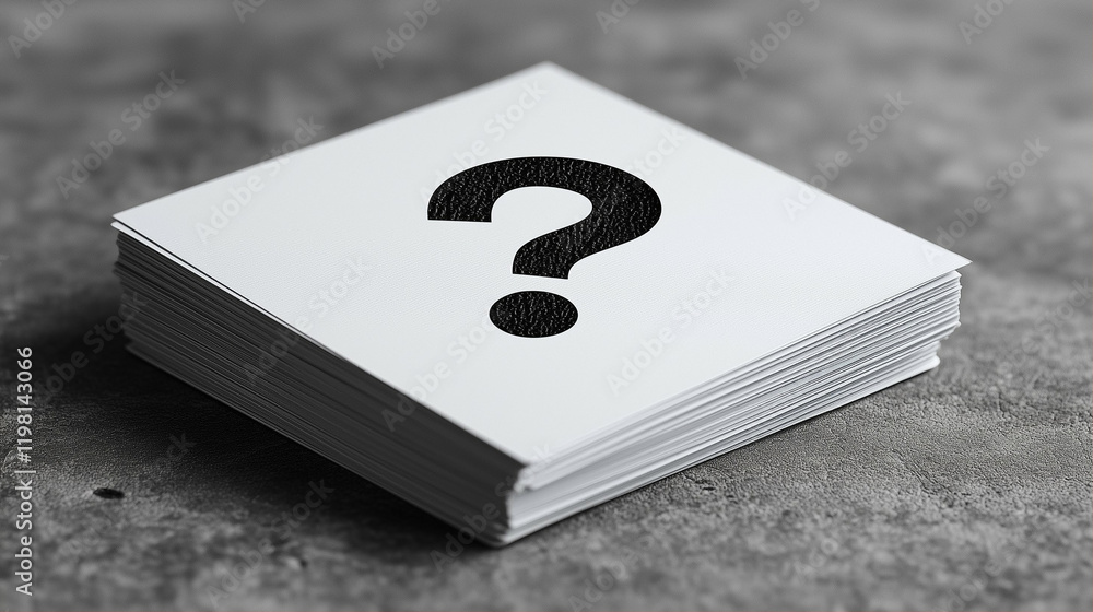 Aufkleber stack of blank papers for graphic design projects minimalist style with question mark symbol on top 