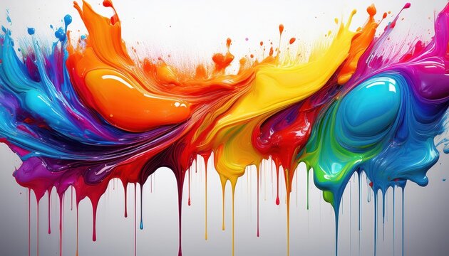 Vibrant Paint Splashes Capturing the Joyous Spirit of Holi, Creating a Dynamic and Colorful Entertainment Backdrop for the Eye