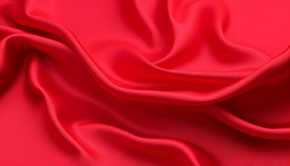 Fototapeta premium Stunning Close-up View of Luxurious Red Satin Fabric Surfaces with Soft Wrinkles and Textures