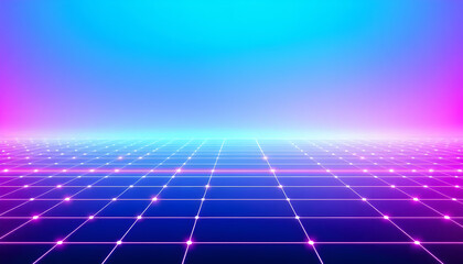 A Stunning Visual Representation of Futuristic Digital Landscape with Neon Colors and Luminous Grids