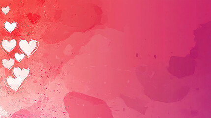 White hearts painted with artistic strokes on a textured pink background, expressive and romantic design. Generated with AI.