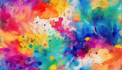 Vibrant Watercolor Textures Abstract Hand Painted Seamless Pattern with Splashes and Pain
