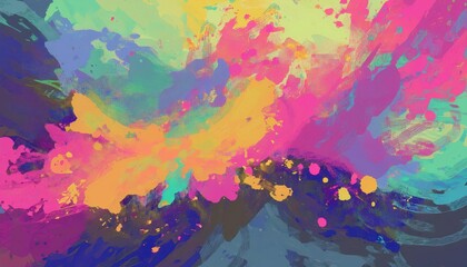 Vivid Camouflage Splatter Effect on a Colorful Abstract Background, Embracing Moody Textures and Bold Hues in a Striking Artwork