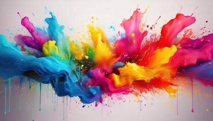 Vibrant Spray Paint Artwork against a White Background, Showcasing an Explosion of Colors and Textures.
