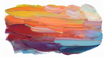 Vibrant, Detailed Oil Painting of a Textured Canvas Showcasing Rich Colors and Intricate Brushstrokes, Set Against an Isolated White Background