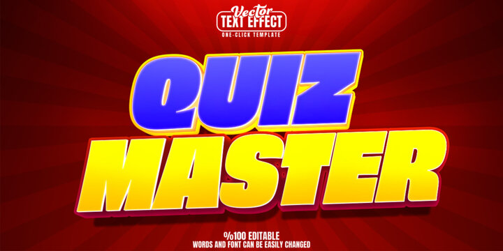Quiz editable text effect, customizable master and game 3d font style