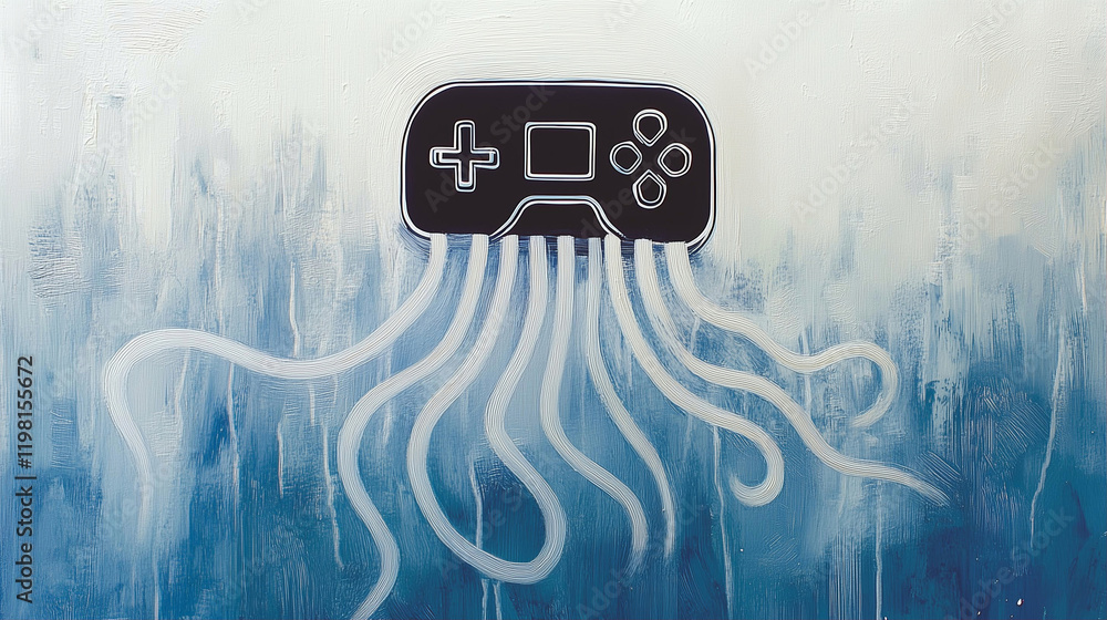 Aufkleber game controller with tentacles in abstract technology design