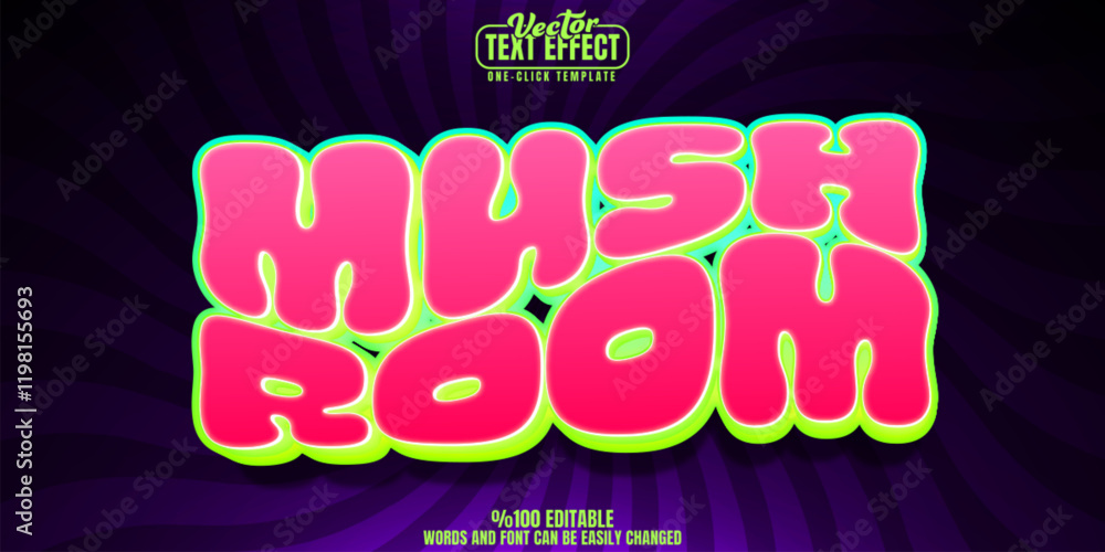 Aufkleber mushroom editable text effect, customizable trippy and psychedelic 3d font style