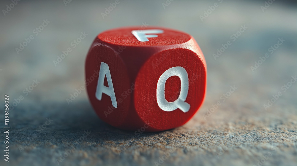 Poster dice with letters a and q on creative background for graphic design projects and resources