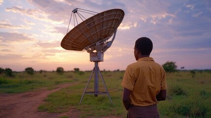 Exploring satellite technology rural africa photography natural landscape wide-angle perspective innovative communication