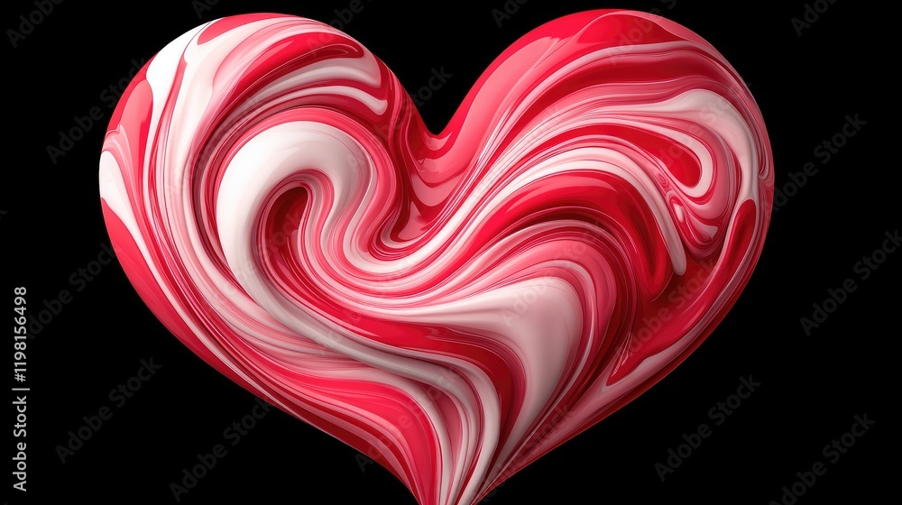 Poster heart-shaped swirl art creation digital studio 3d render abstract environment close-up view love con