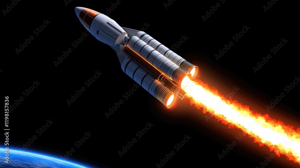 Poster rocket launch event captured from space high-resolution image dynamic environment awe-inspiring conc