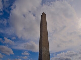 The Washington Monument rises above Washington DC