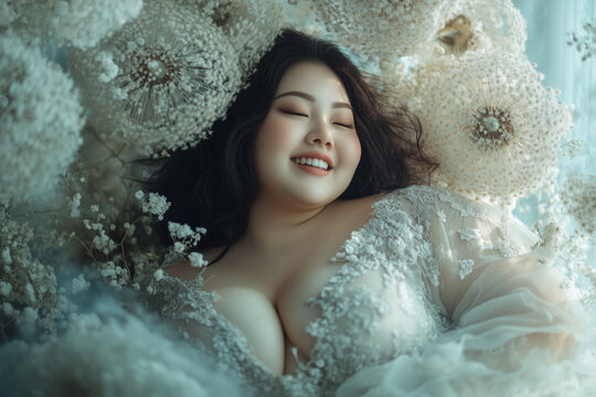 Plus Size Asian Bride Floral Photoshoot