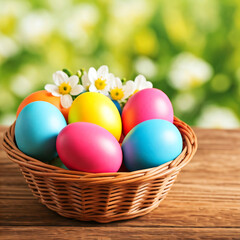 easter eggs in a basket