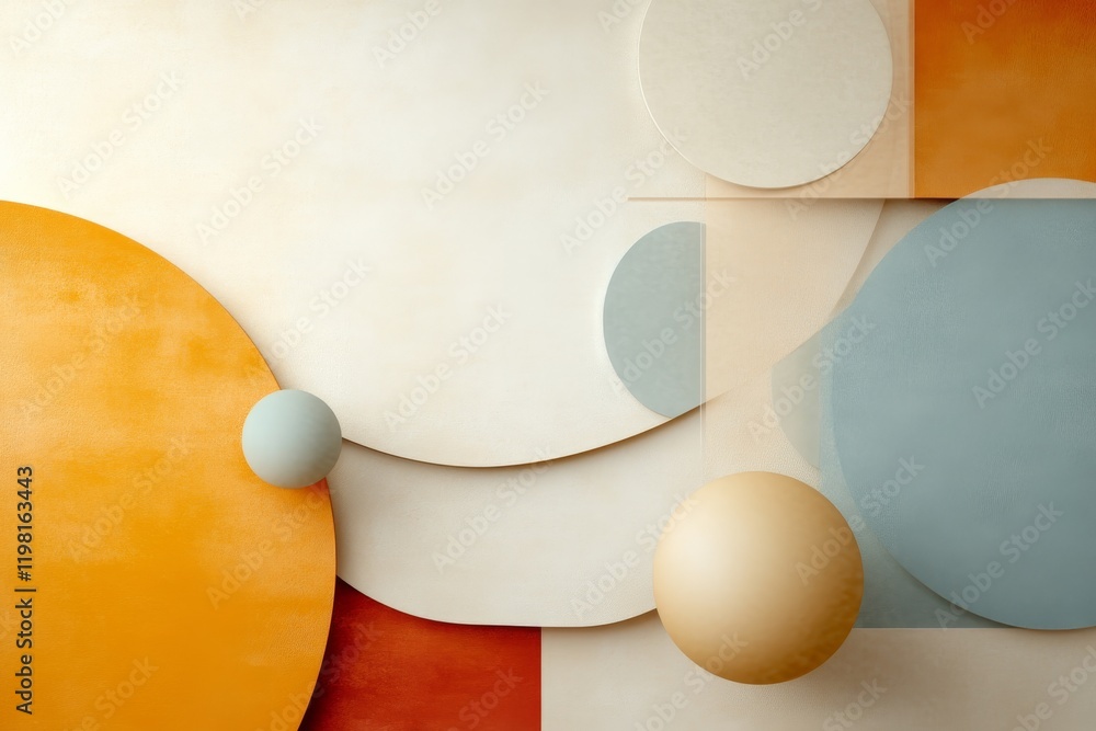 Poster colorful abstract shapes create a harmonious composition highlighting circles and curves in a modern