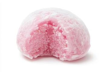 Obraz premium A single pink mochi ice cream on a white backdrop