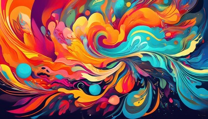 Vibrant Abstract Artwork Showcasing Colorful Creative Designs, Swirling with a Sense of Freedom and Inspiration.
