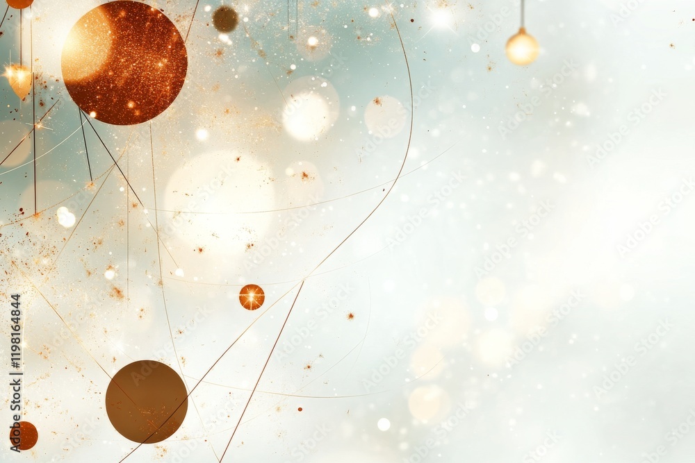Poster beautiful abstract background with sparkling lights and circular shapes in warm tones during evening