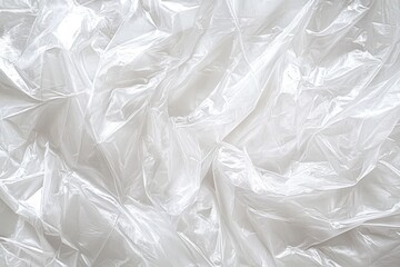 Obraz premium Wrinkled, translucent plastic sheet texture. Ideal for backgrounds, product displays, or illustrating concepts related to disposables and environment.