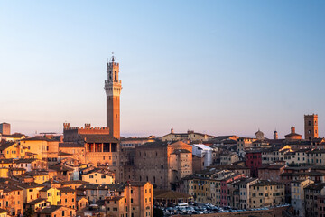 Cityscape of Siena during sunrise