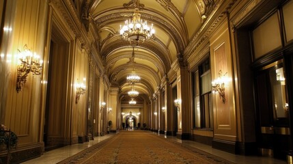 Obraz premium Grand Hallway of opulence: A Glimpse into Gilded Elegance