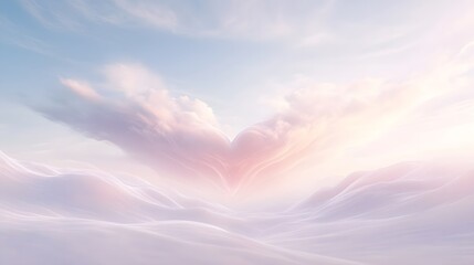 Soft Pastel Clouds Forming Heart Shape in Scenic Landscape