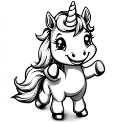 Obraz premium Adorable Cartoon Unicorn: Magical Creature Illustration