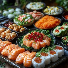 Fresh Seafood Creation with Glazed Roe and Elegant Citrus Accents Photo