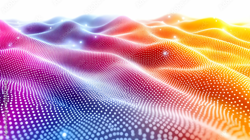 Aufkleber vibrant abstract background with colorful gradient waves and white dots