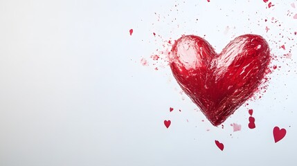 Heart Shaped Decoration with Red Splashes and Small Hearts Falling